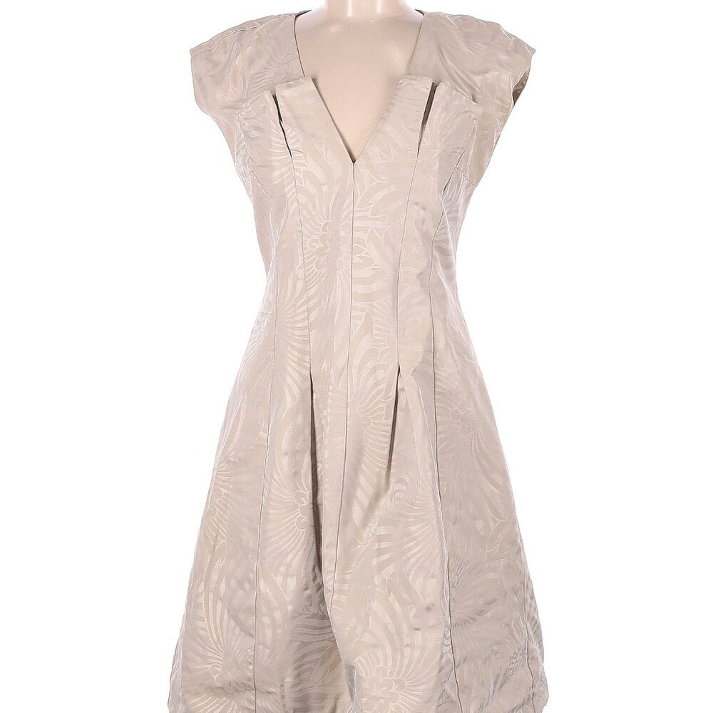 🤍 Nicole Miller Collection Cream Origami Tapestry Dress Sculptural Sleeveless
